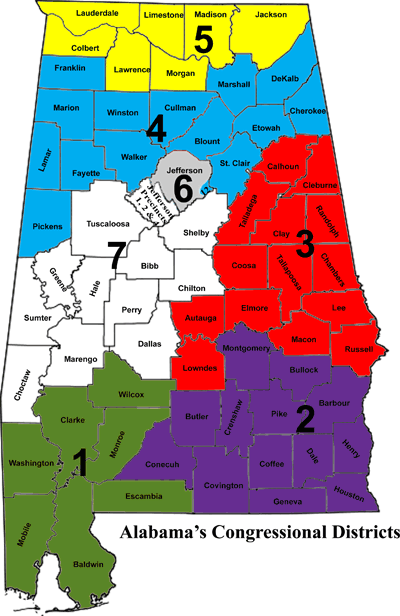 Map of Alabama Congressional Districts