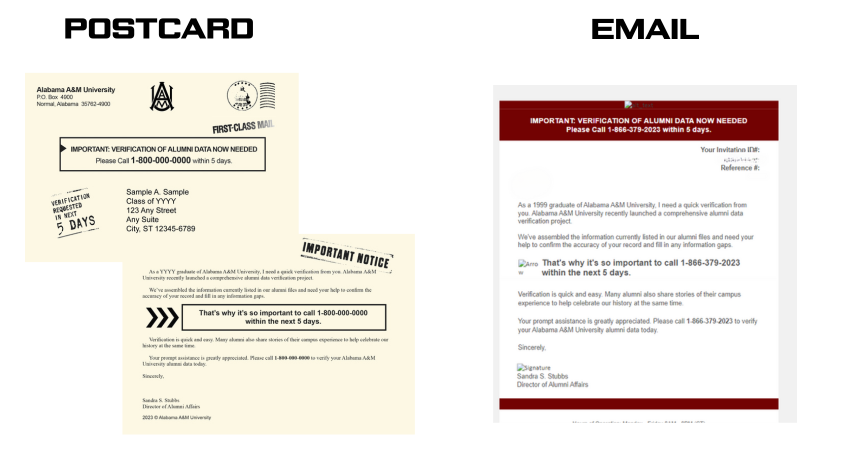 PCI Communication Postcard and Email