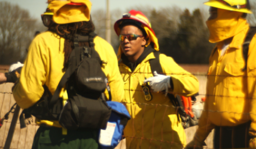 Students learn about firefighting