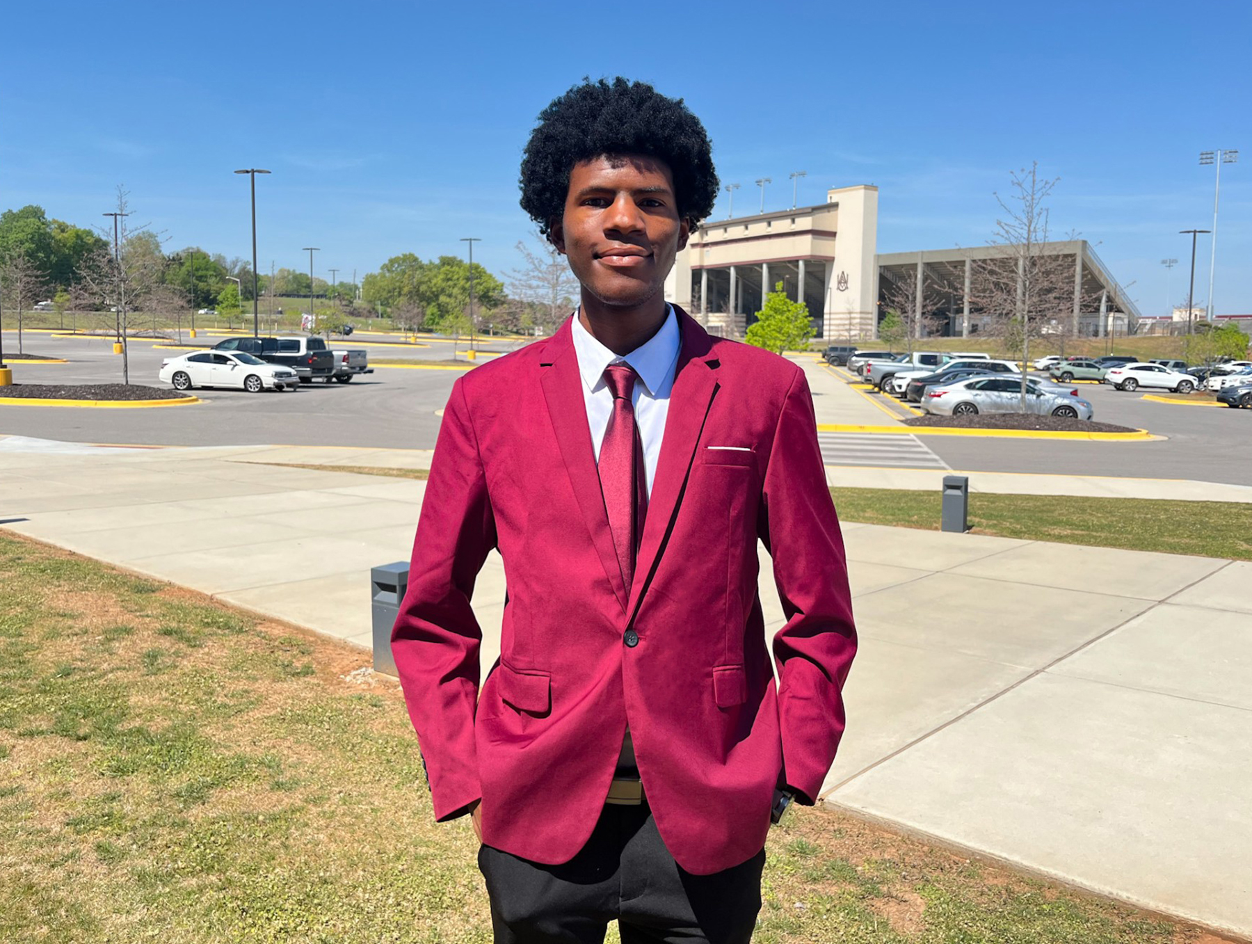 De'Angelo Bailey smiles outside the AAMU Event Center