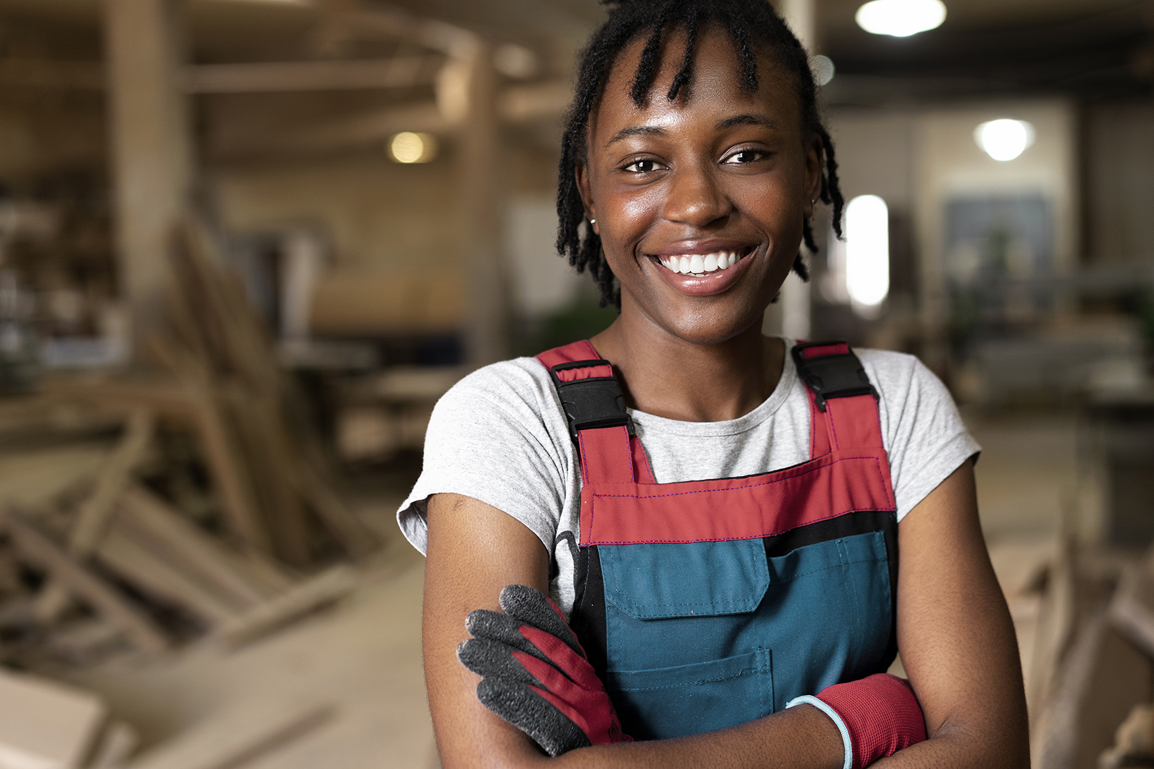 Woman at Desk and Details on U.S. Department of Treasury OSDBU 50 States Initiative