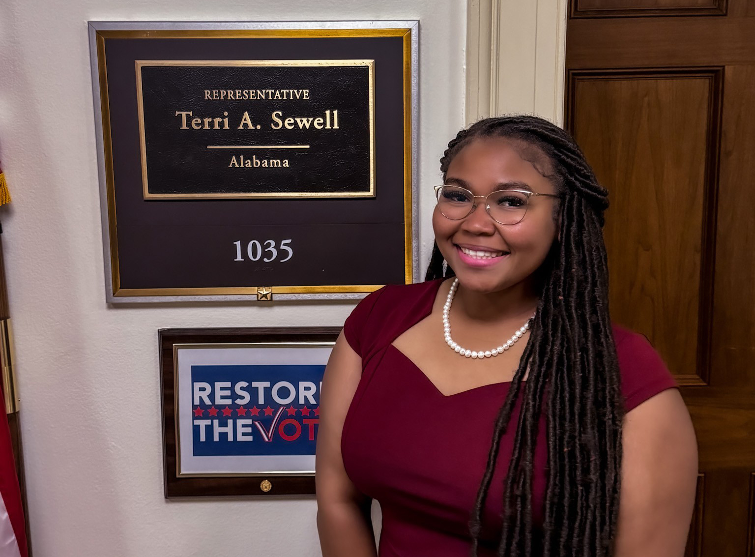 Cynthia Bradley outside of Rep. Terri Sewell's Washington, D.C. Office