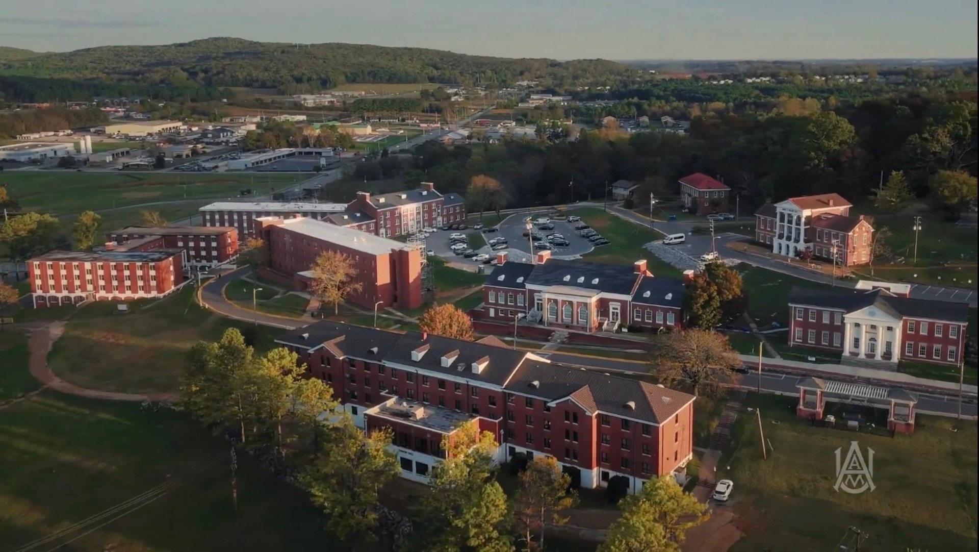 Drone shot of Alabama A&M University Campus