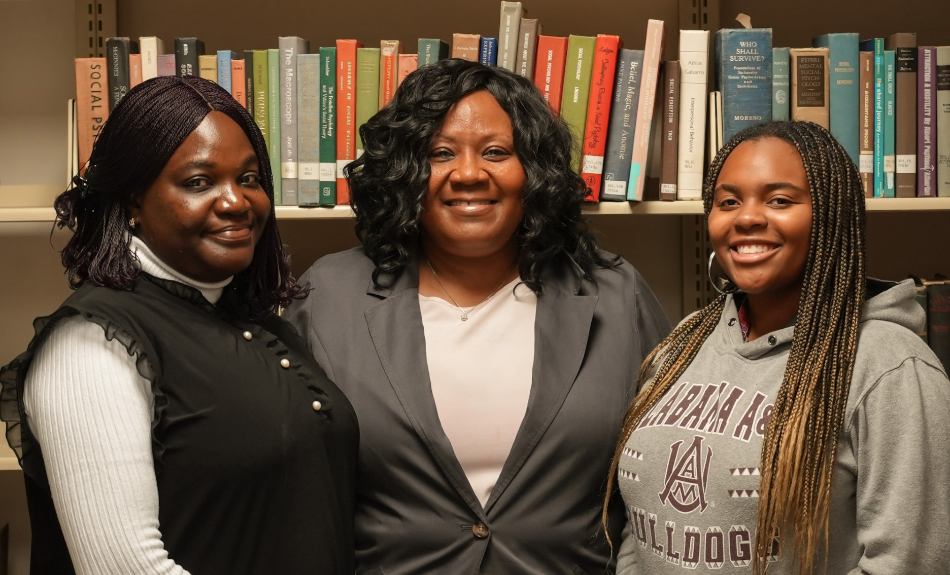AAMU Graduate Student Omolara Afolayan, Service Learning Coordinator Monica Clarke, Sophomore Paris Clack