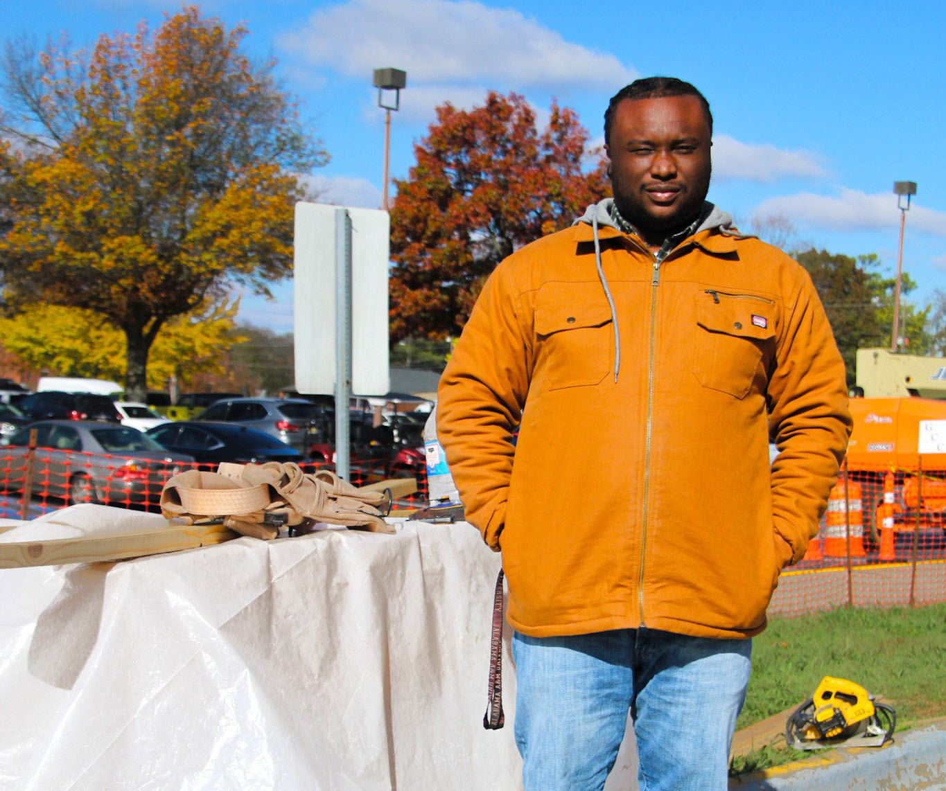 Alumnus Jeremy Jowers on the work site at Patton Hall