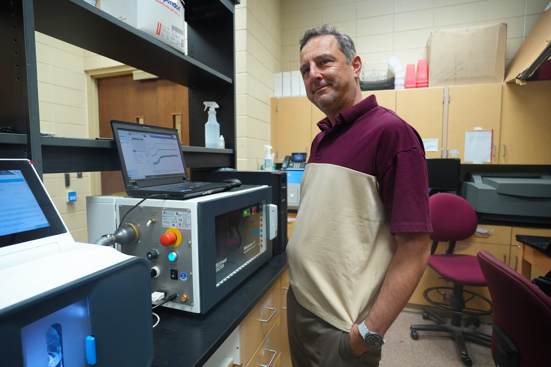 Dr. Stylianos Fakas stands in the AAMU Food Biotechnology Laboratory