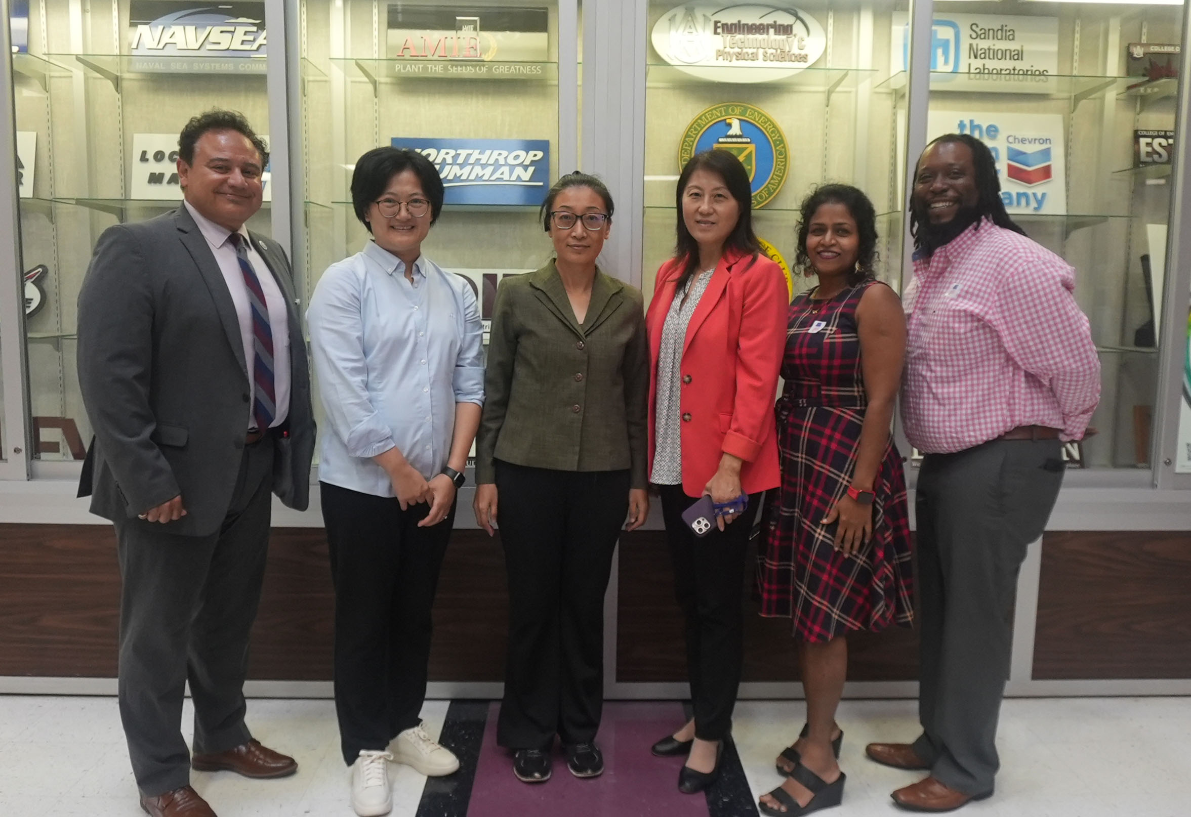 (Photo L-R) Drs. Majed El-Dweik, Yinshu Wu, Yujian Fu, Xiaoqing (Cathy) Qian, Padmaja Guggilla, Ed Pearson