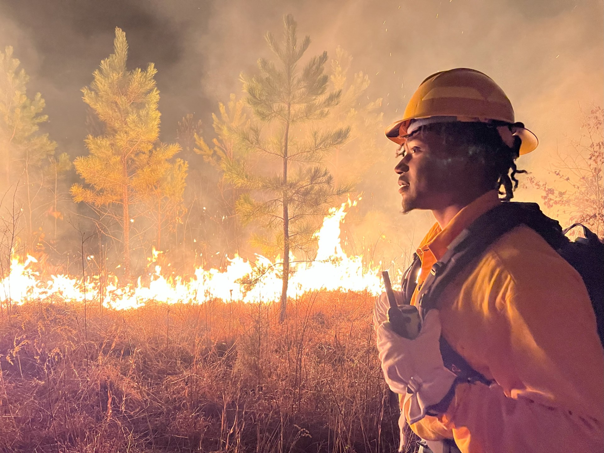AAMU FireDawg working a controlled fire