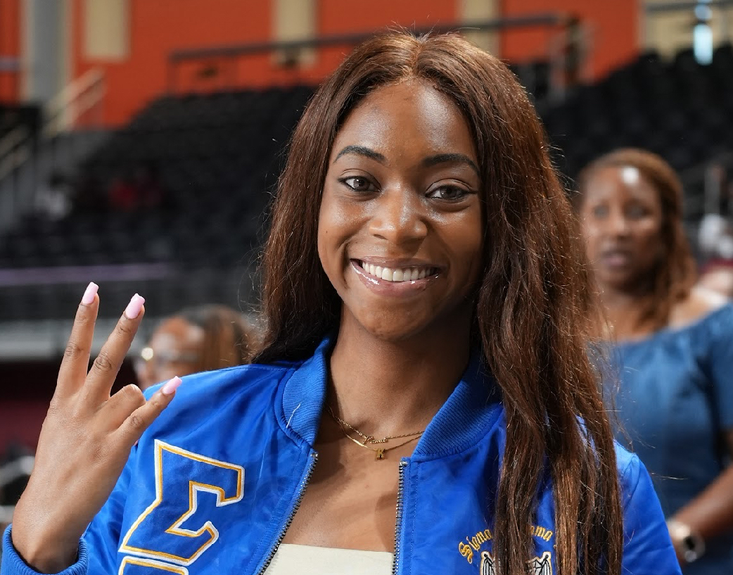 Alabama A&M University junior Ciera Madison shows her Greek pride during Greek Night at the Alabama A&M Event Center on Oct. 2.