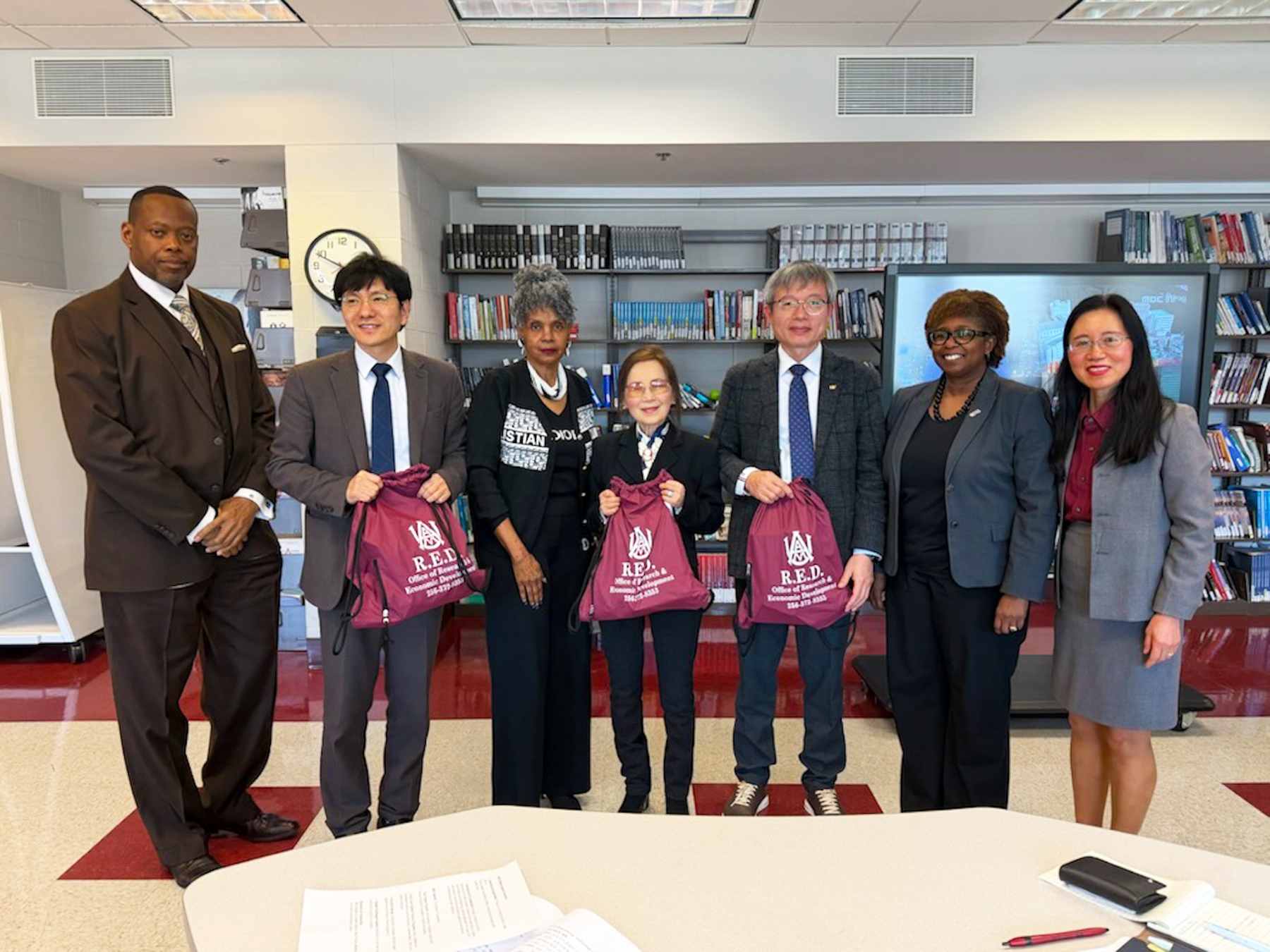 AAMU faculty and staff with representatives from Konyang University in the AAMU New School of Business 