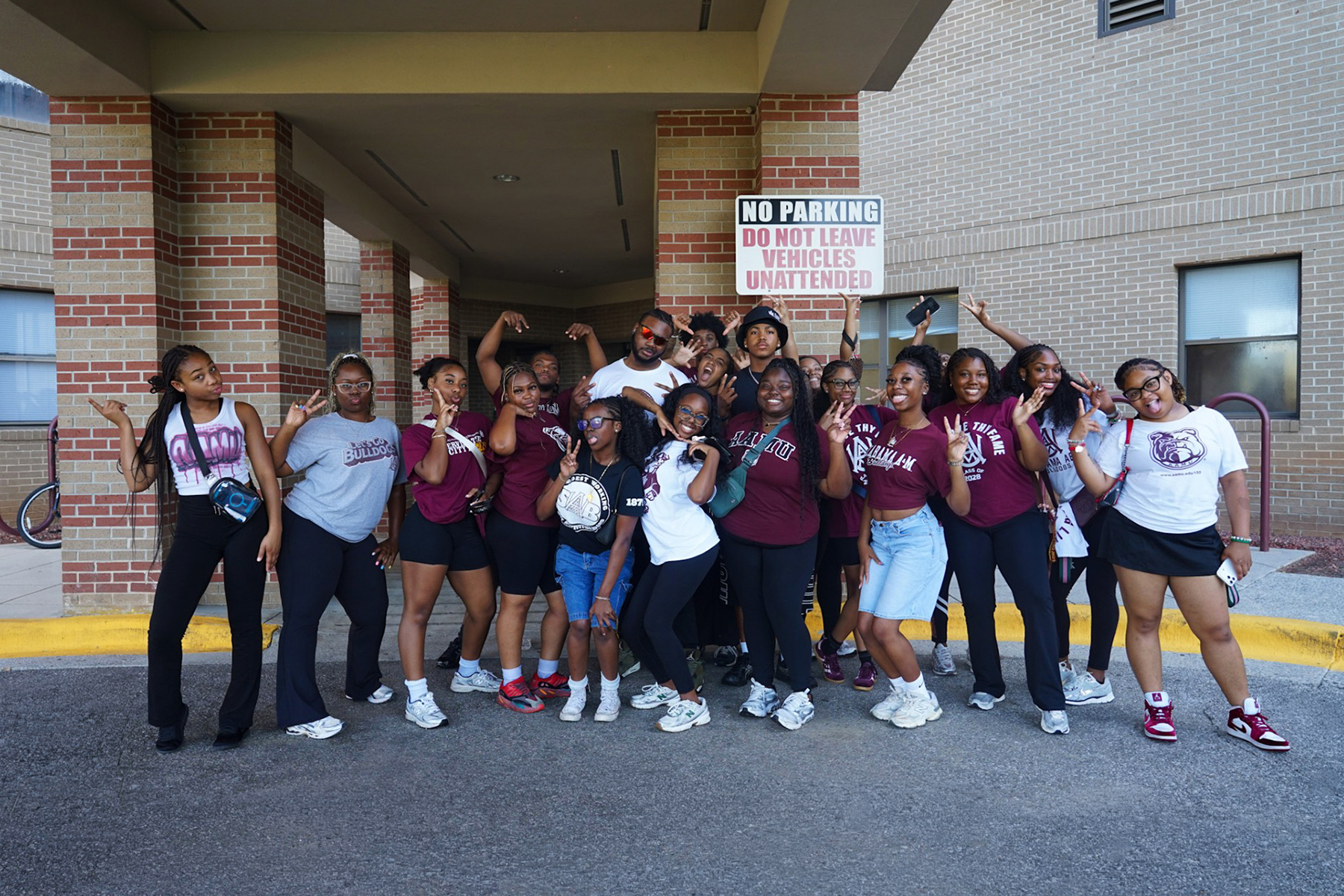 AAMU students gather for a photo while helping with Move-In Day 2026.