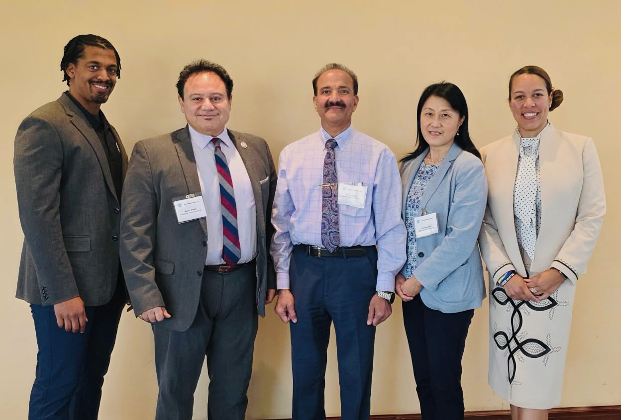 Dr. LaRico Treadwell, consultant; Dr. Majed El-Dweik; Dr. Raziq Yaqub; Dr. Cathy Qian; Dr. Erin Lynch, President, QEM