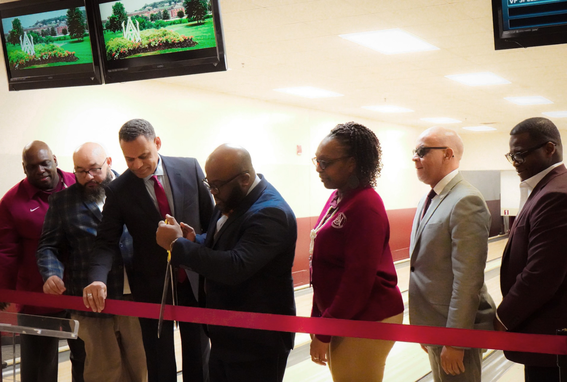 AAMU administrators cut ribbon on newly renovated AAMU Bowling Alley