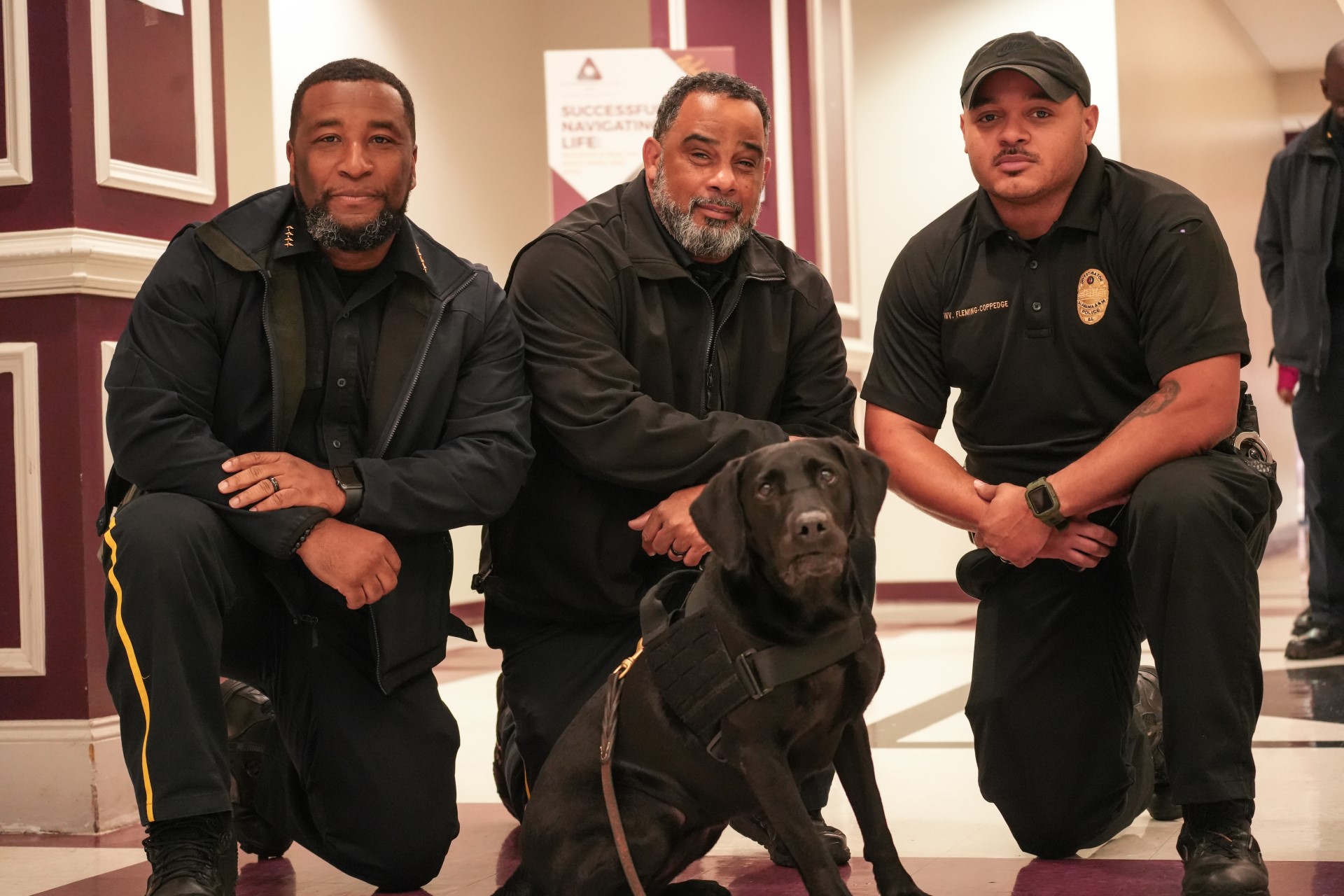 Three AAMU DPS Officers with New K-9 Officer