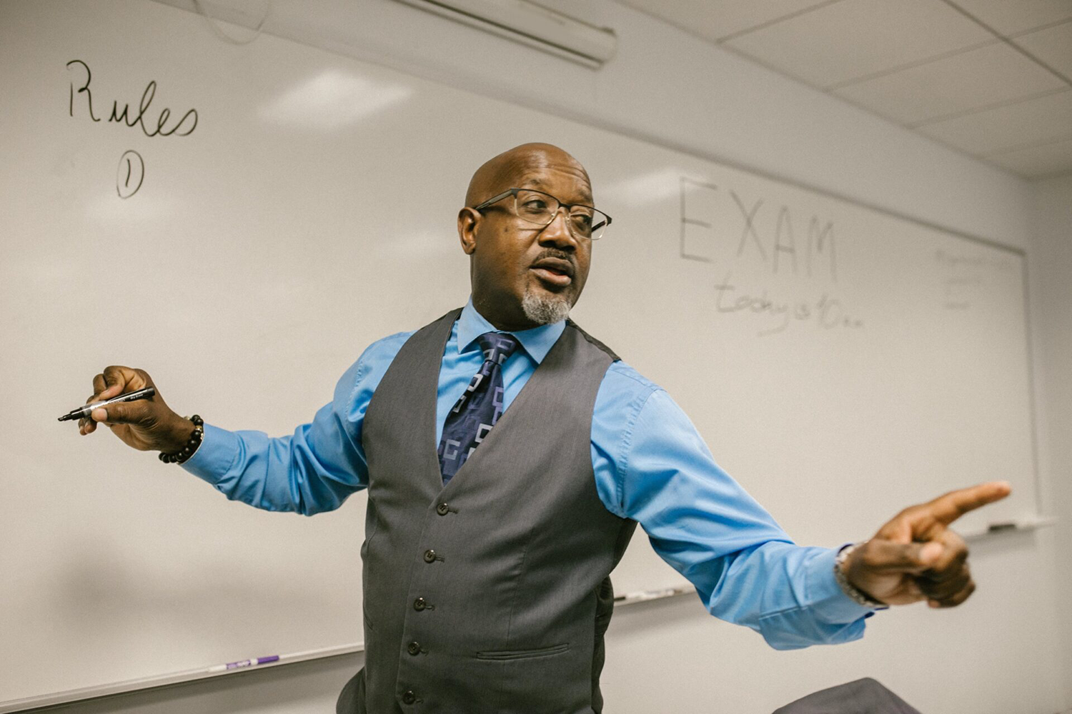 Black Male Teacher in Classroom