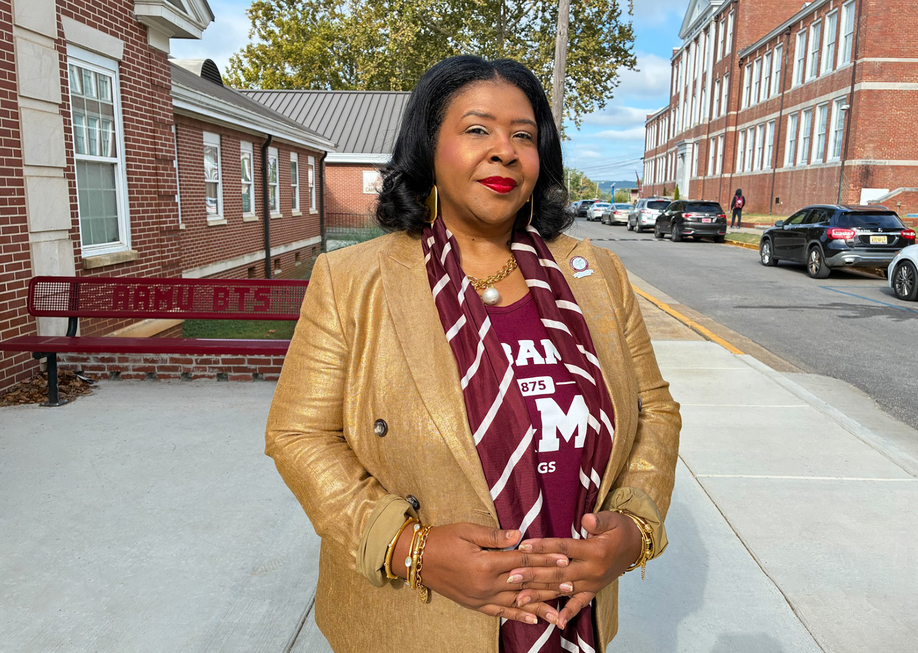 Dr. Charlotte Teague stands outside the Alabama A&M University Bookstore on The Hill.