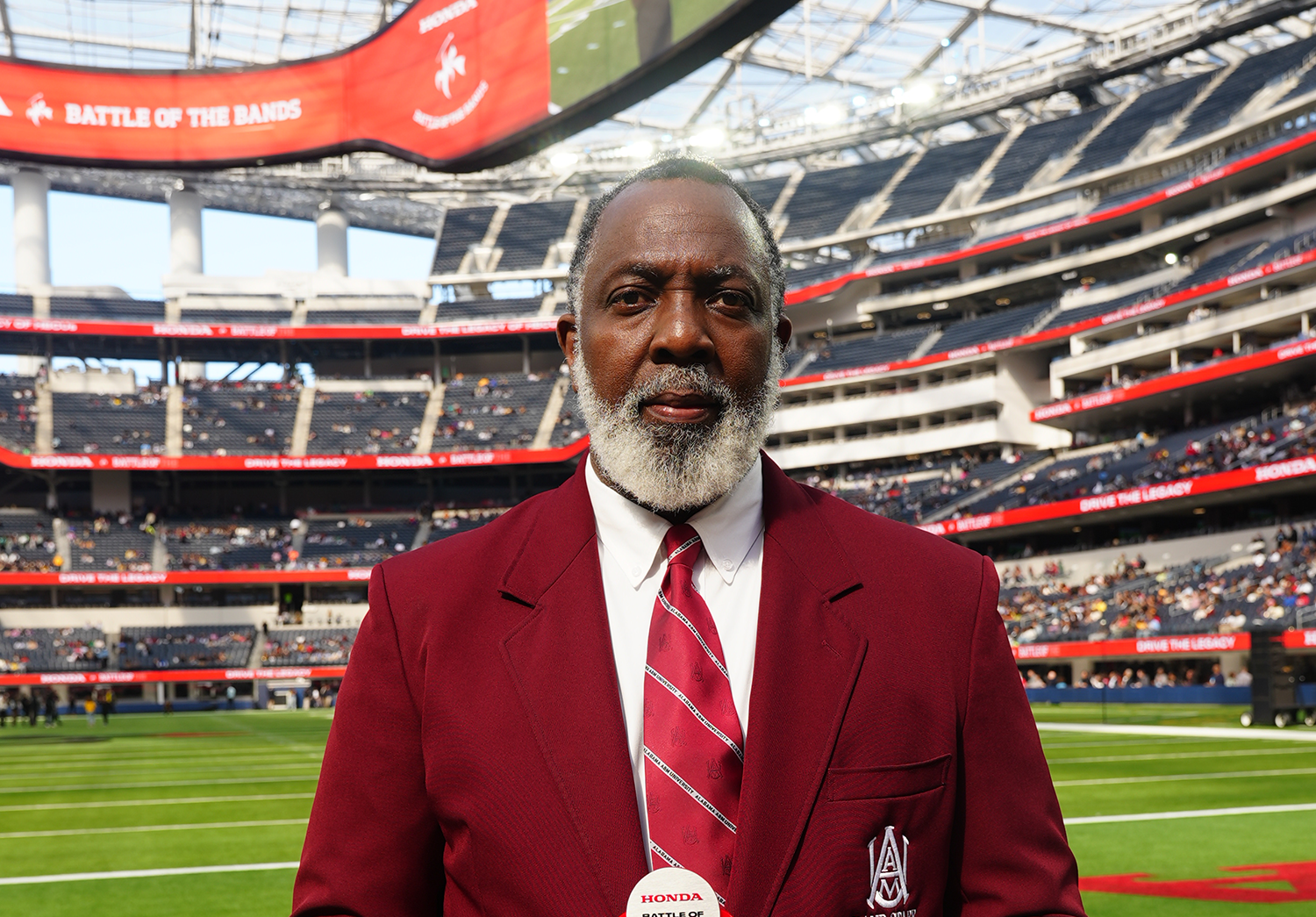 AAMU Director of Bands Carlton J. Wright at the 2025 Honda Battle of the Bands at Sofi Stadium in Inglewood, California