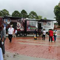 The mobile lab parked on the AAMU quad for a day of discovery and learning.