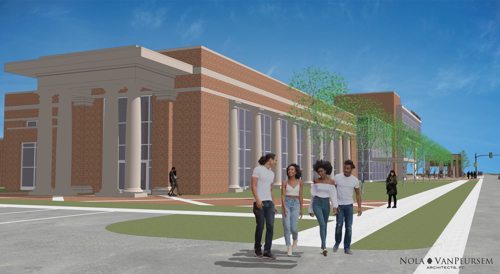 A rendering of the planned student amenities building.
