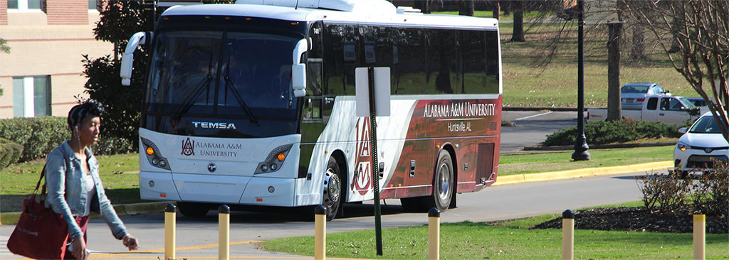 AAMU BTS bus at Councill Boulevard entrance