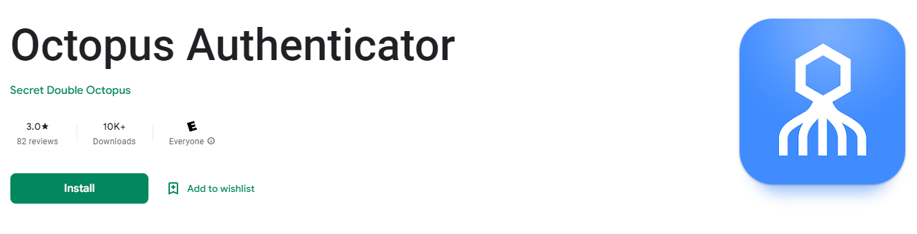 Screenshot of Octopus Authenticator on Play Store