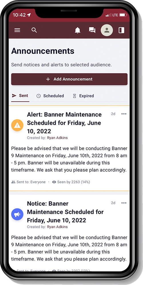 Screenshot of new myAAMU Mobile App on iPhone