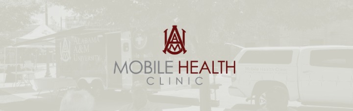 Mobile Health Clinic logo with faded image behind