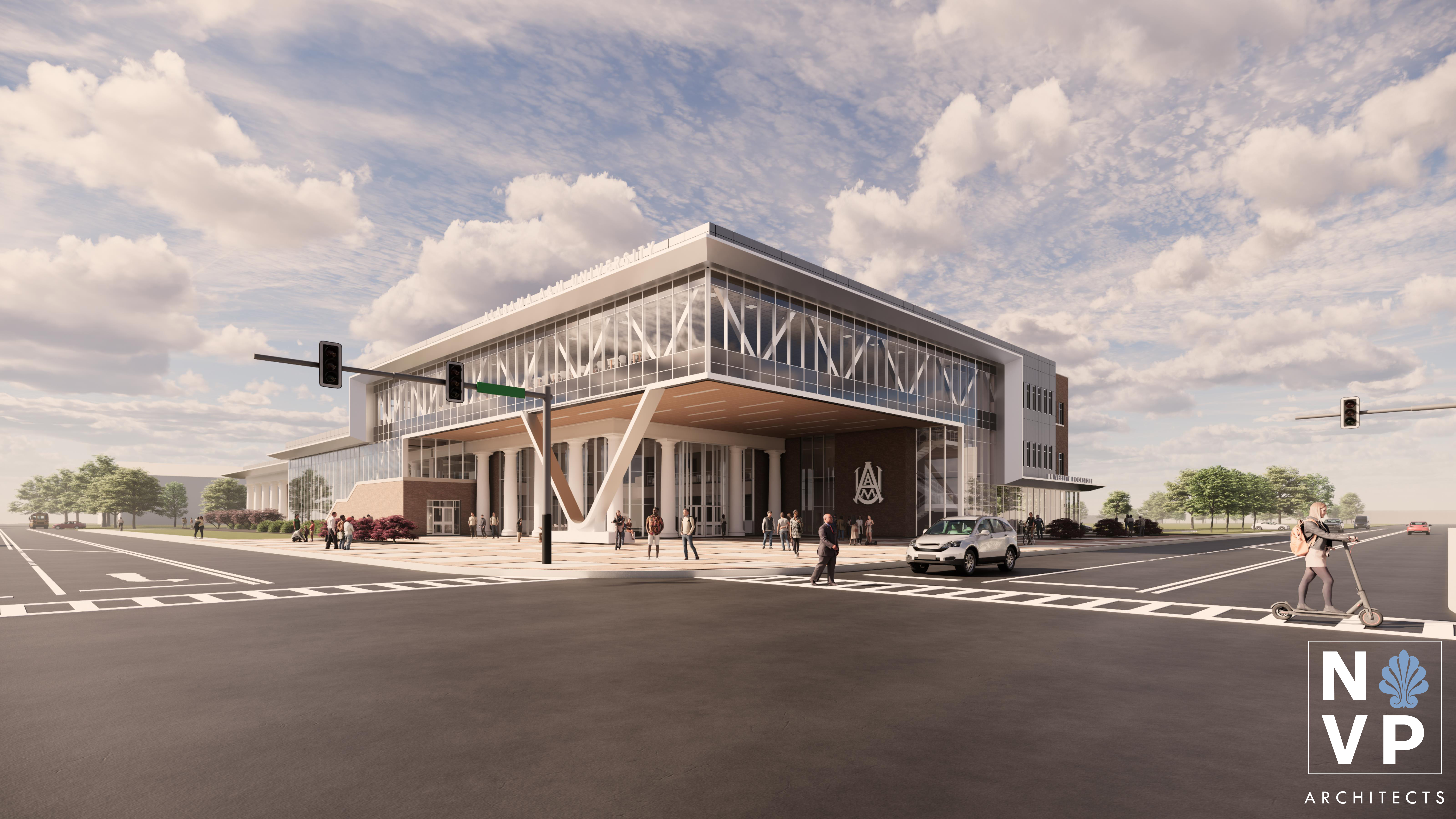Rendering of new Student Amenities Building at AAMU