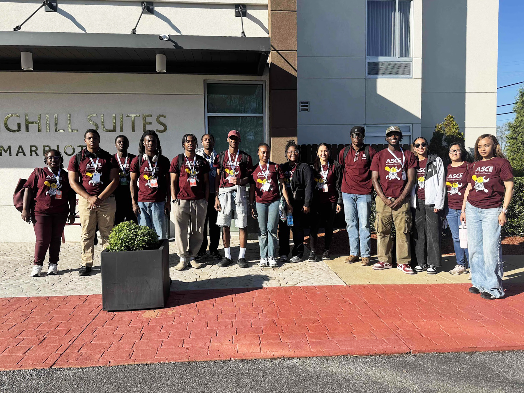 AAMU students outside hotel at ASCE Gulf Coast Symposium
