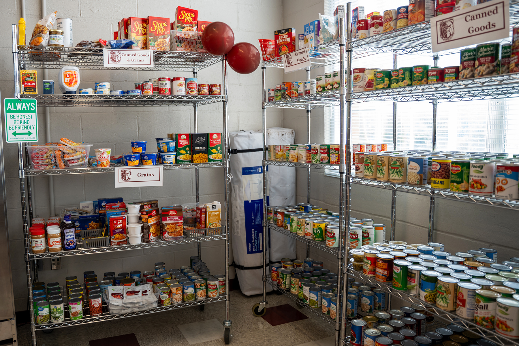 Shelves at Alabama A&M University’s Bulldog Market are stocked with food and other items for students. A $25,000 gift from Alfred Street Baptist Church will help the campus food pantry continue meeting students’ basic needs.