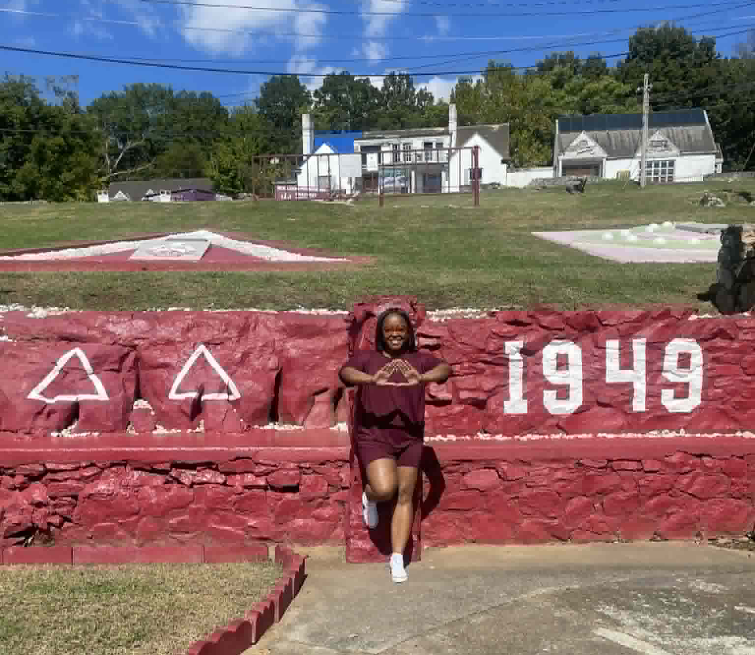 Camille Allen as a student on the DST Block at AAMU 