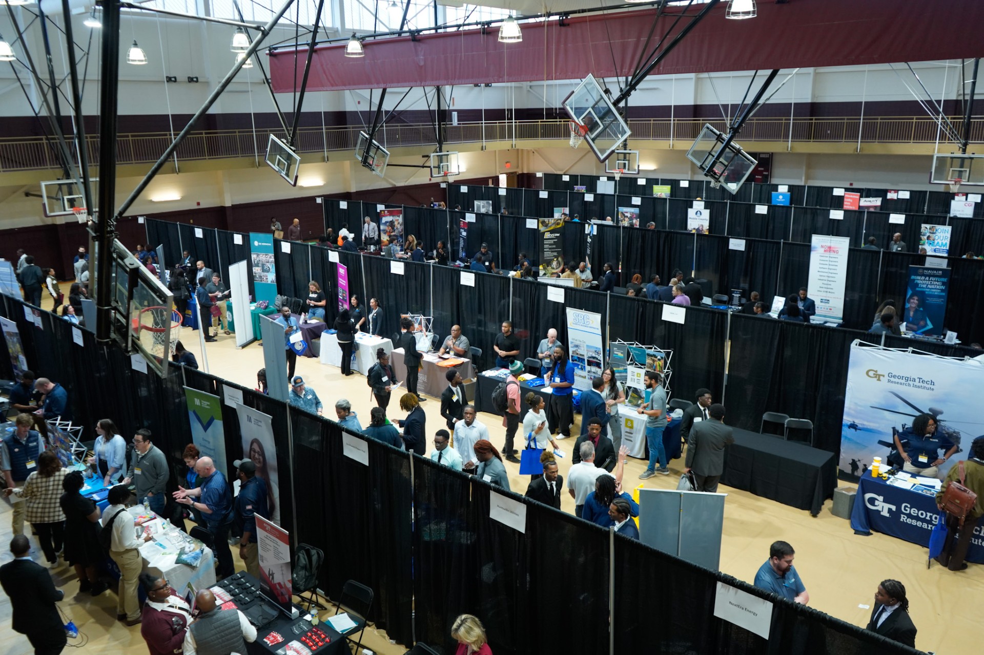 Wide shot of Spring 2025 Career Fair in AAMU Student Health & Wellness Center