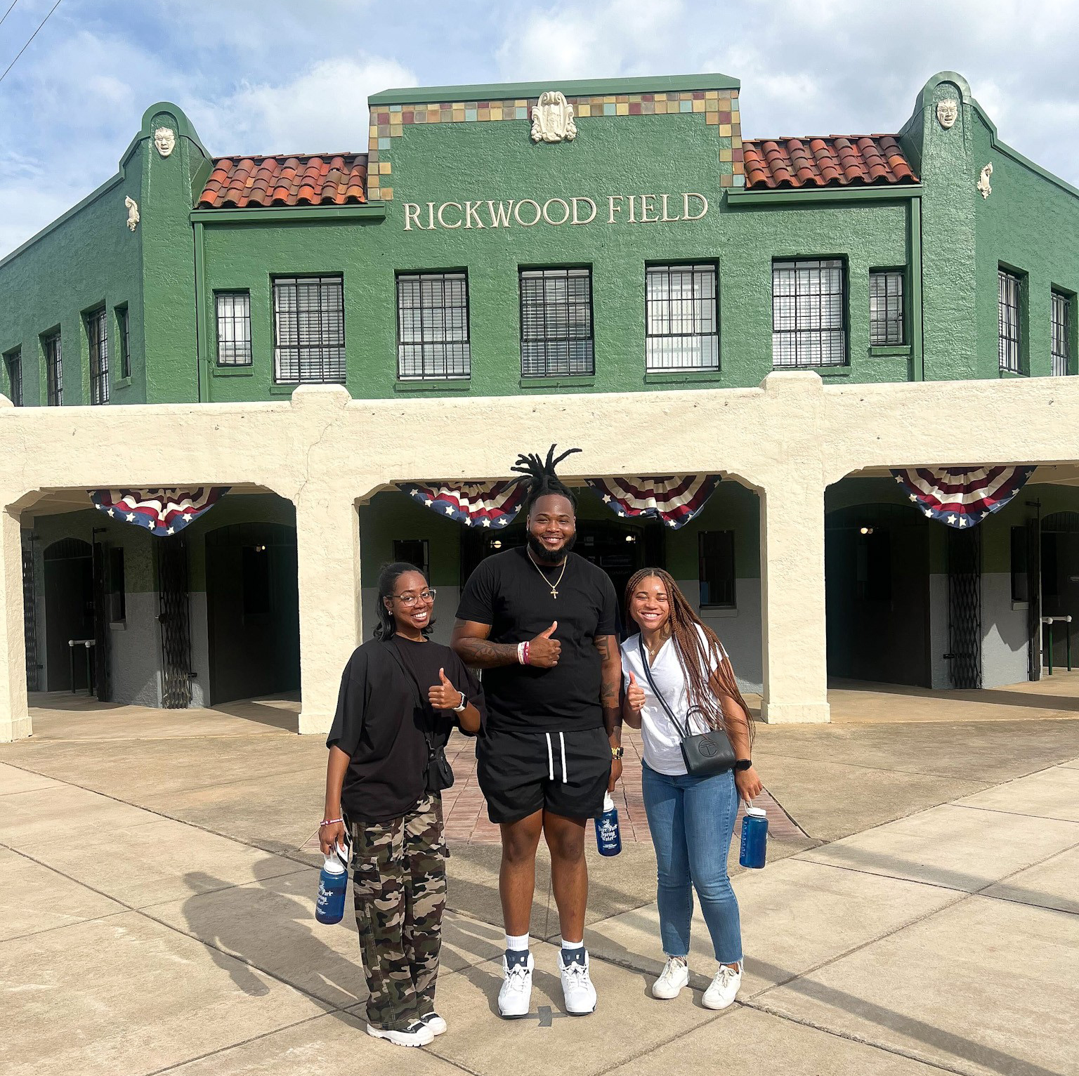 Whitt, Brown and Ali in front of Rickwood Field