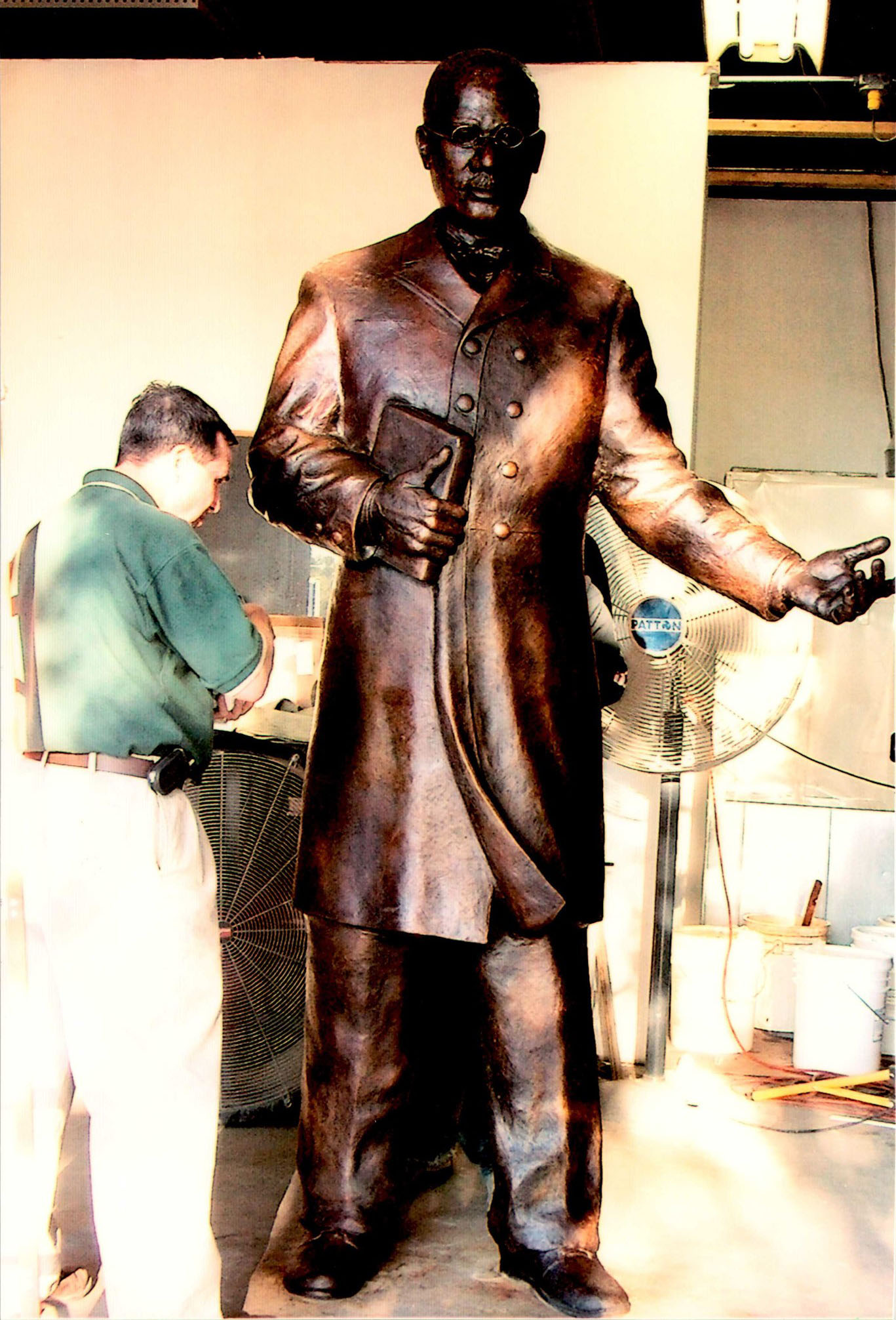 Sculptor Medenica Working on Councill Statue