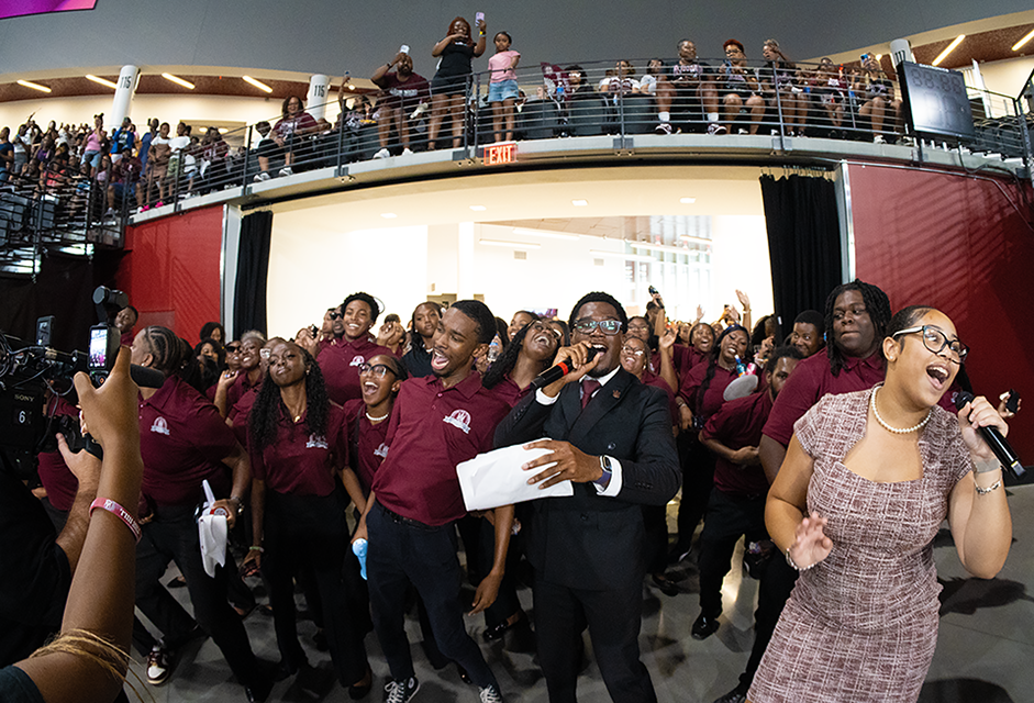 Alabama A&M University students celebrate during the August 2026 Freshman Torch Lighting Ceremony, reflecting the excitement and Bulldog pride surrounding another historic year of enrollment growth on The Hill.