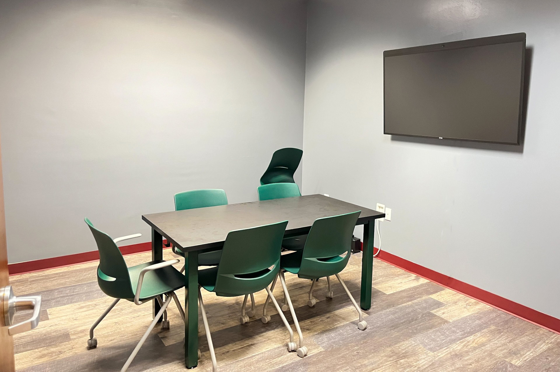 Inside one of the five study rooms in the new Student Innovation Lounge