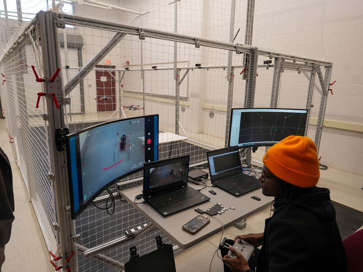 Student working at new AI cage