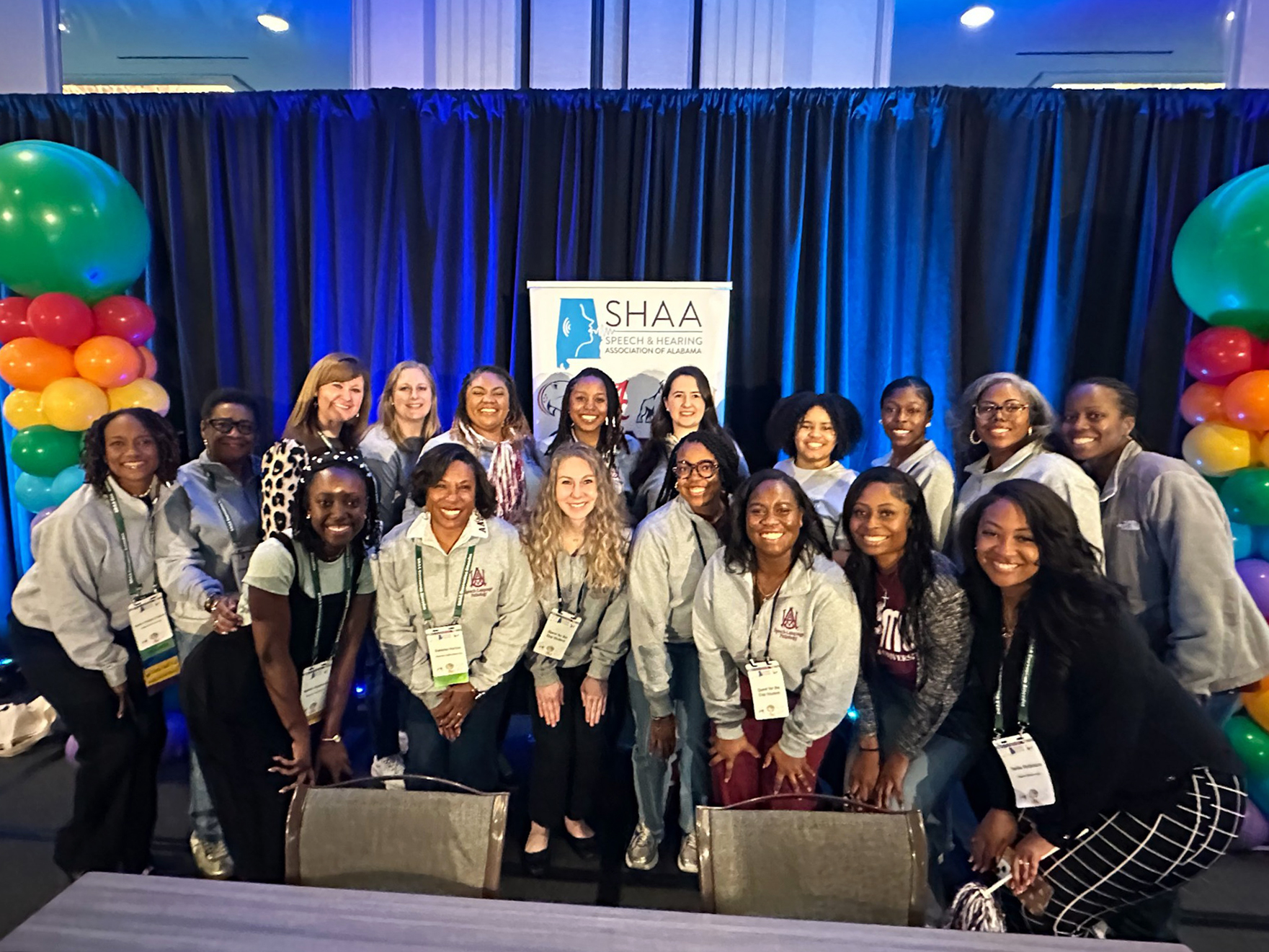 AAMU CSD students pose with faculty and alumni at scholars bowl