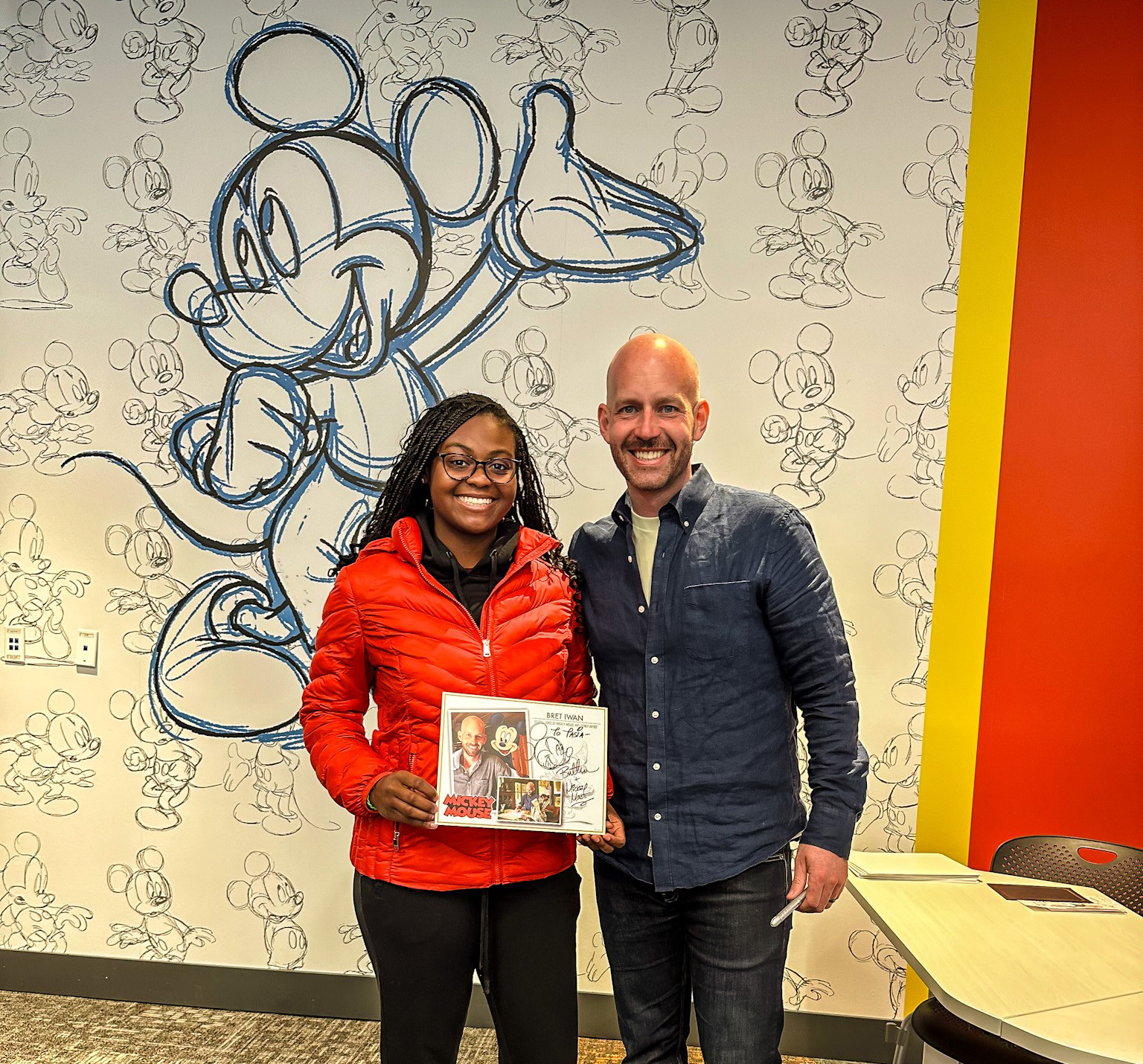 Tasia Labordeaux with Bret Iwan, the voice of Mickey Mouse