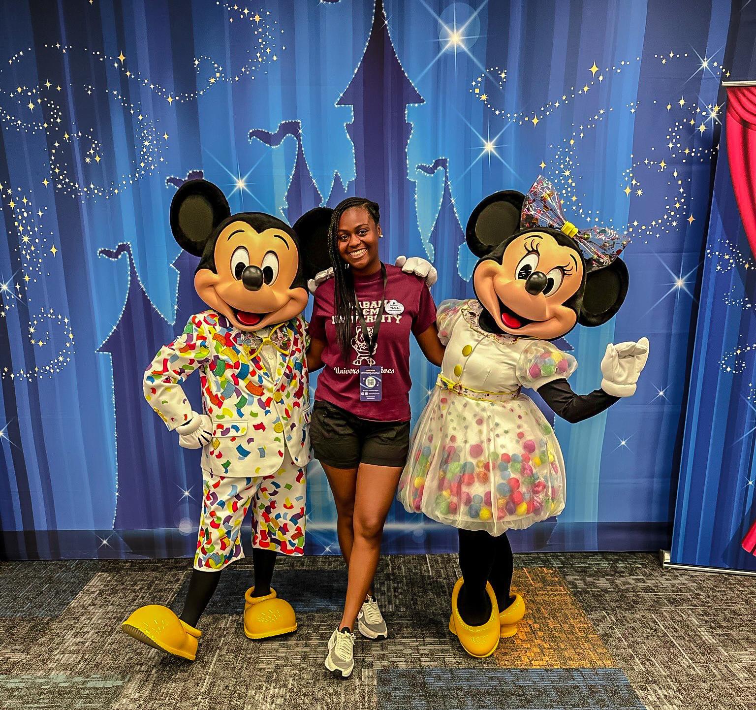 Tasia LaBordeaux with Mickey and Minnie Mouse