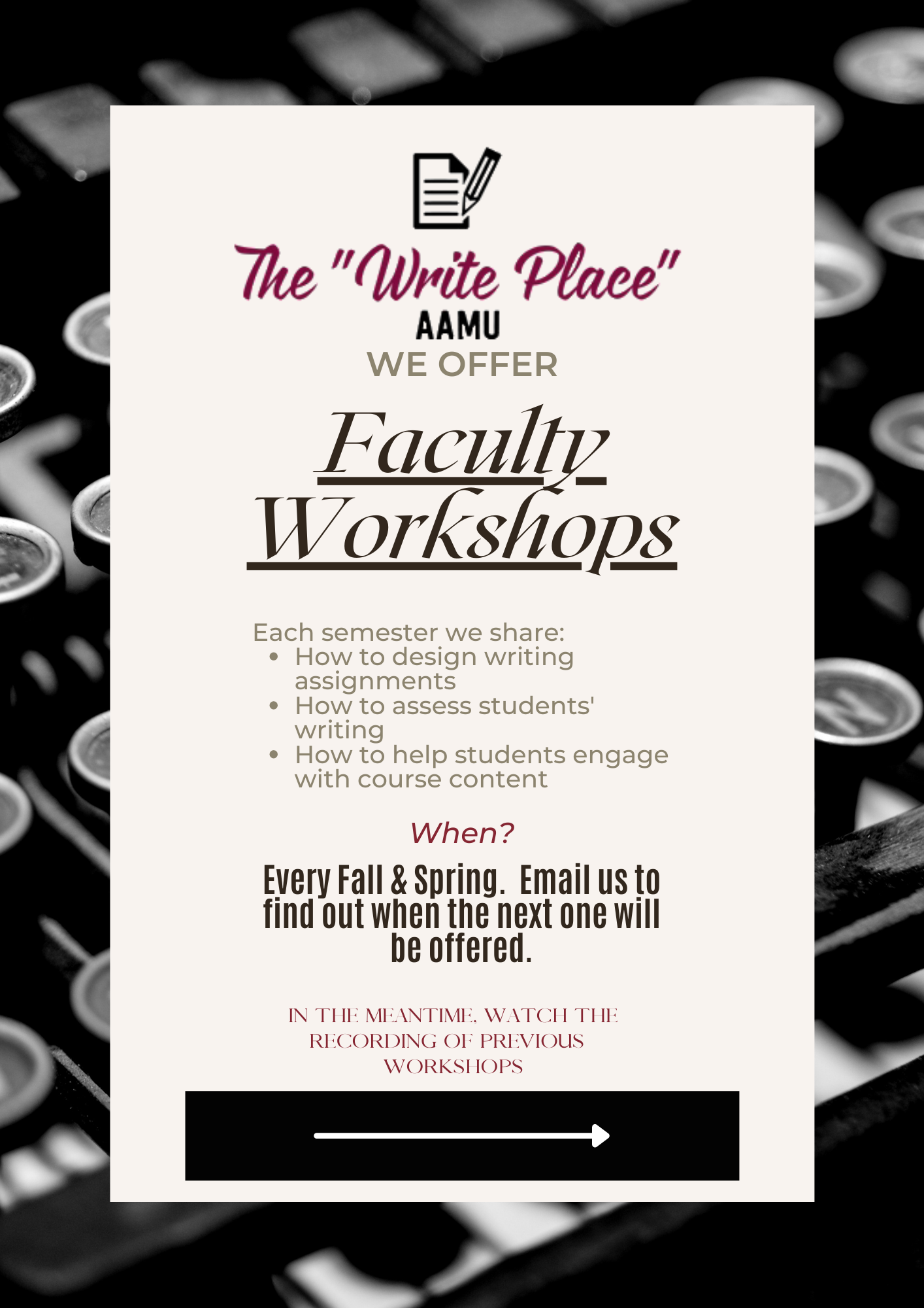 Faculty Workshop flyer