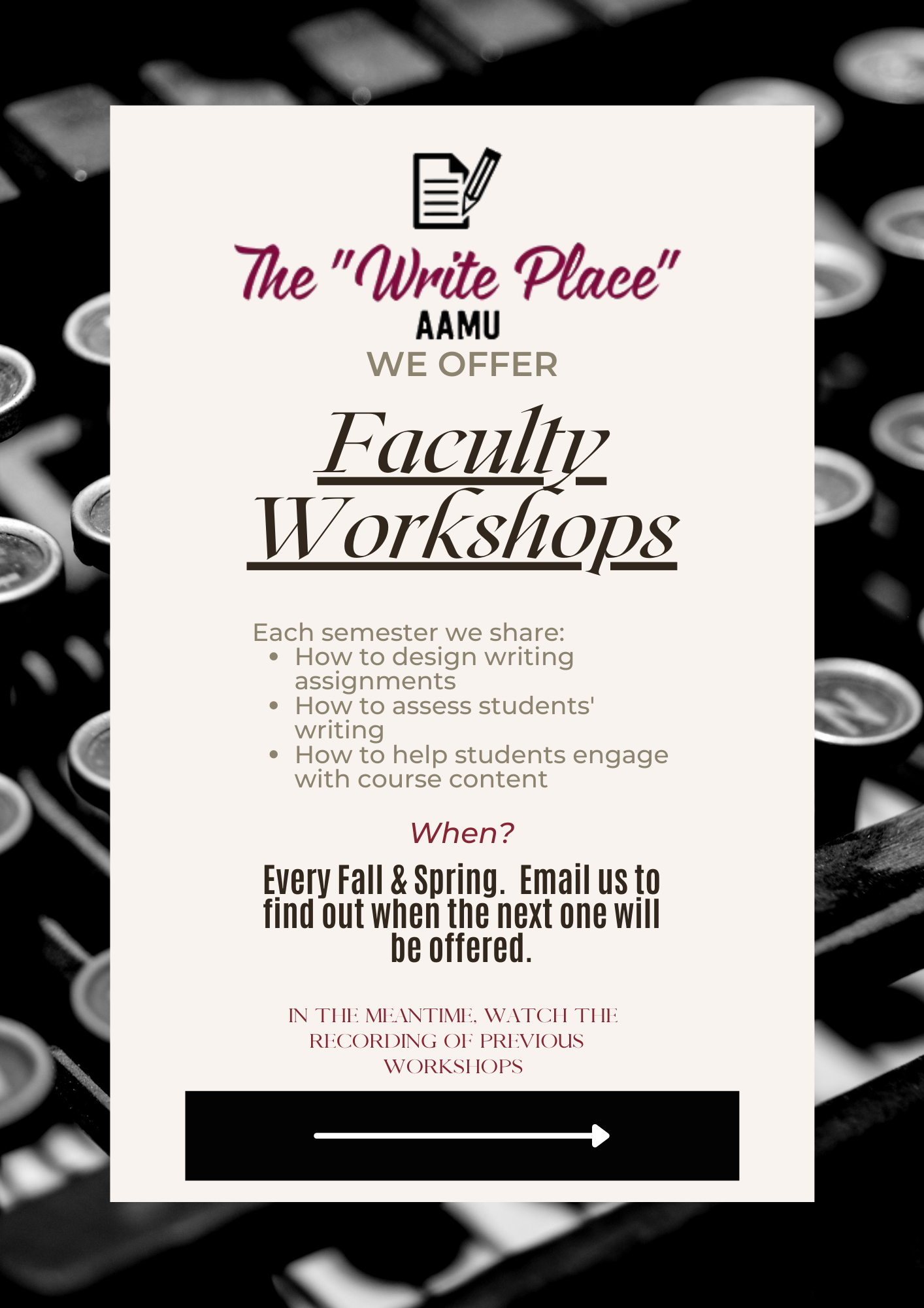 Faculty Workshop flyer Faculty Workshop flyer