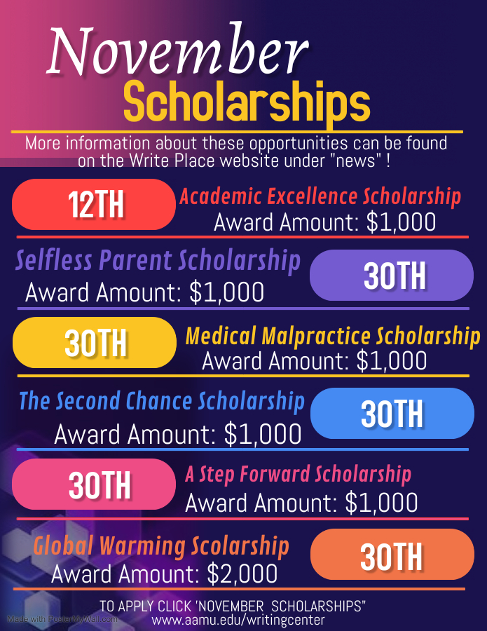 November Scholarship flyer