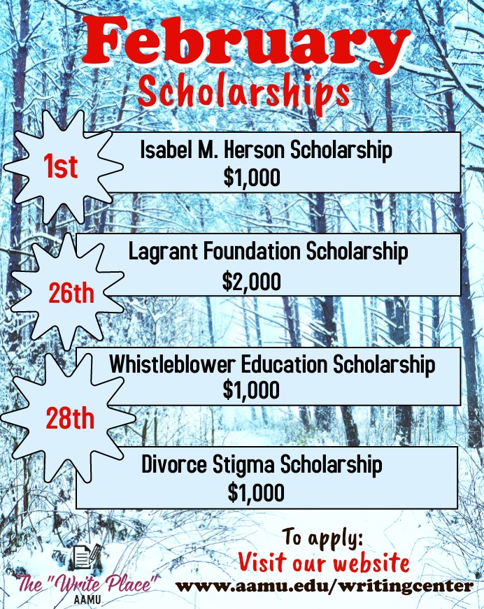 February Scholarship flyer