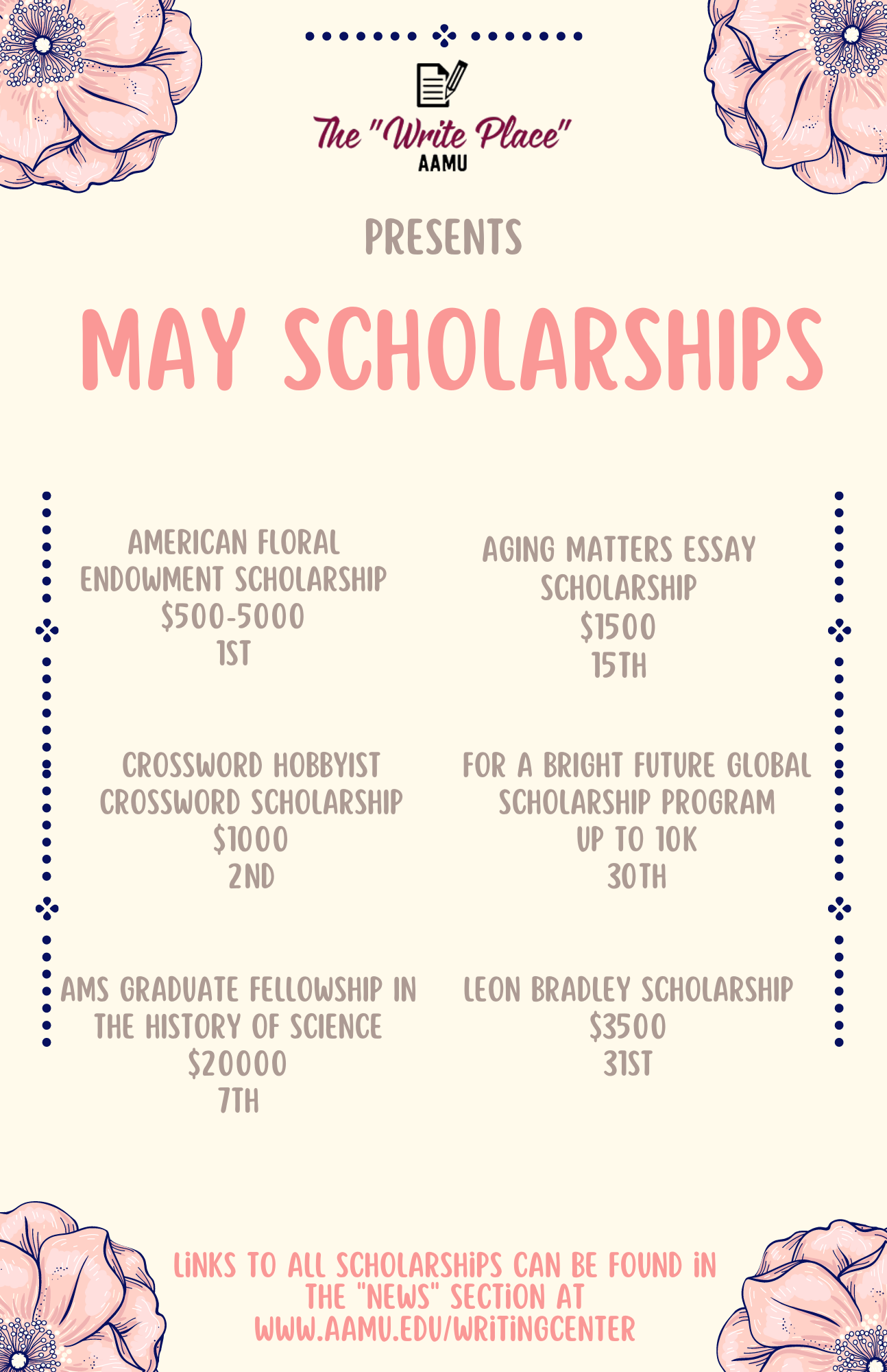 May Scholarships flyer