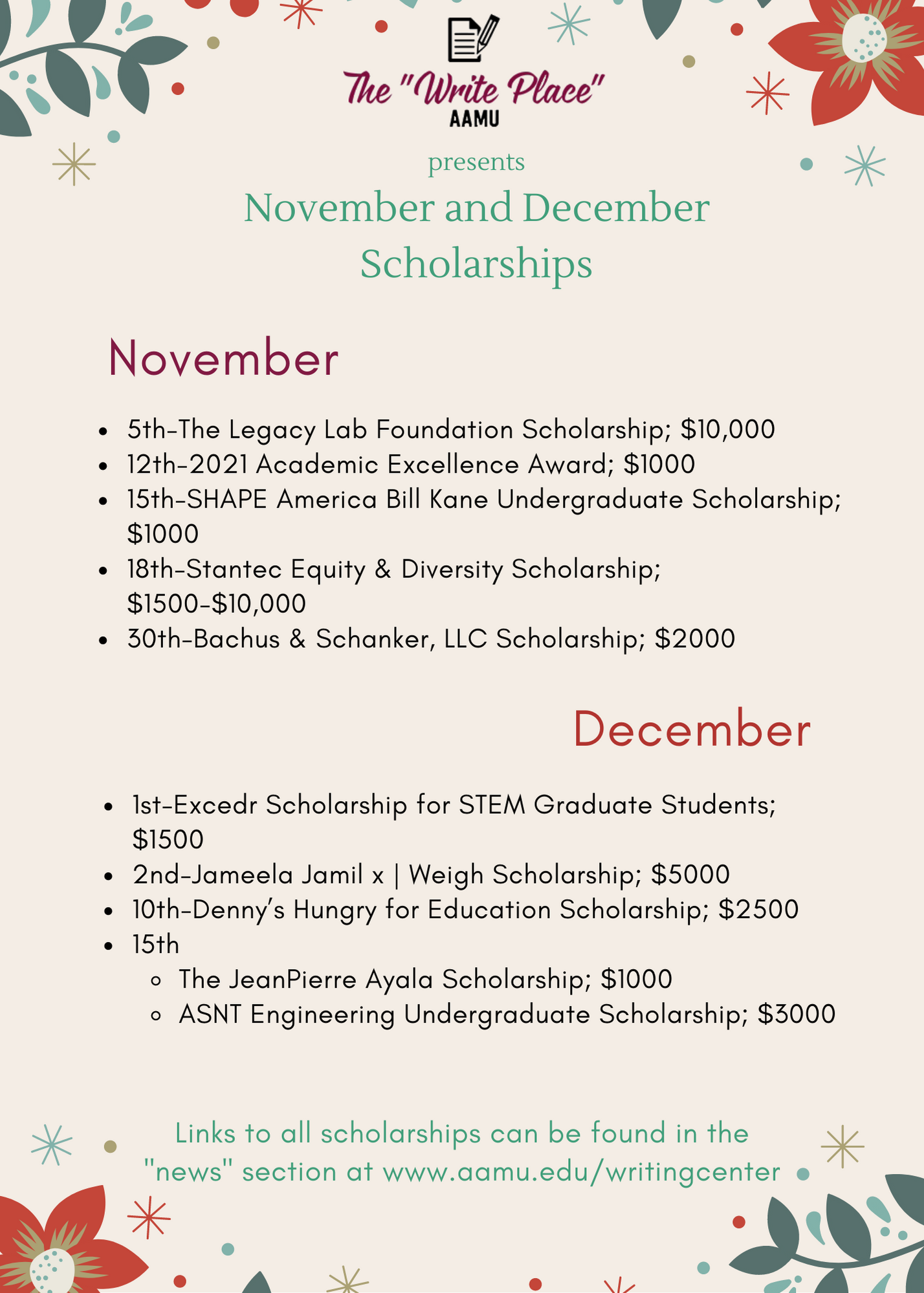 November/December ScholarshipsRevised