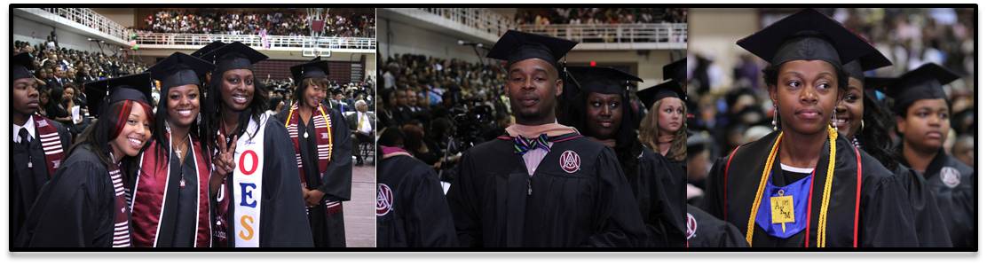 Collage of photographs from AAMU's Commencement ceremony