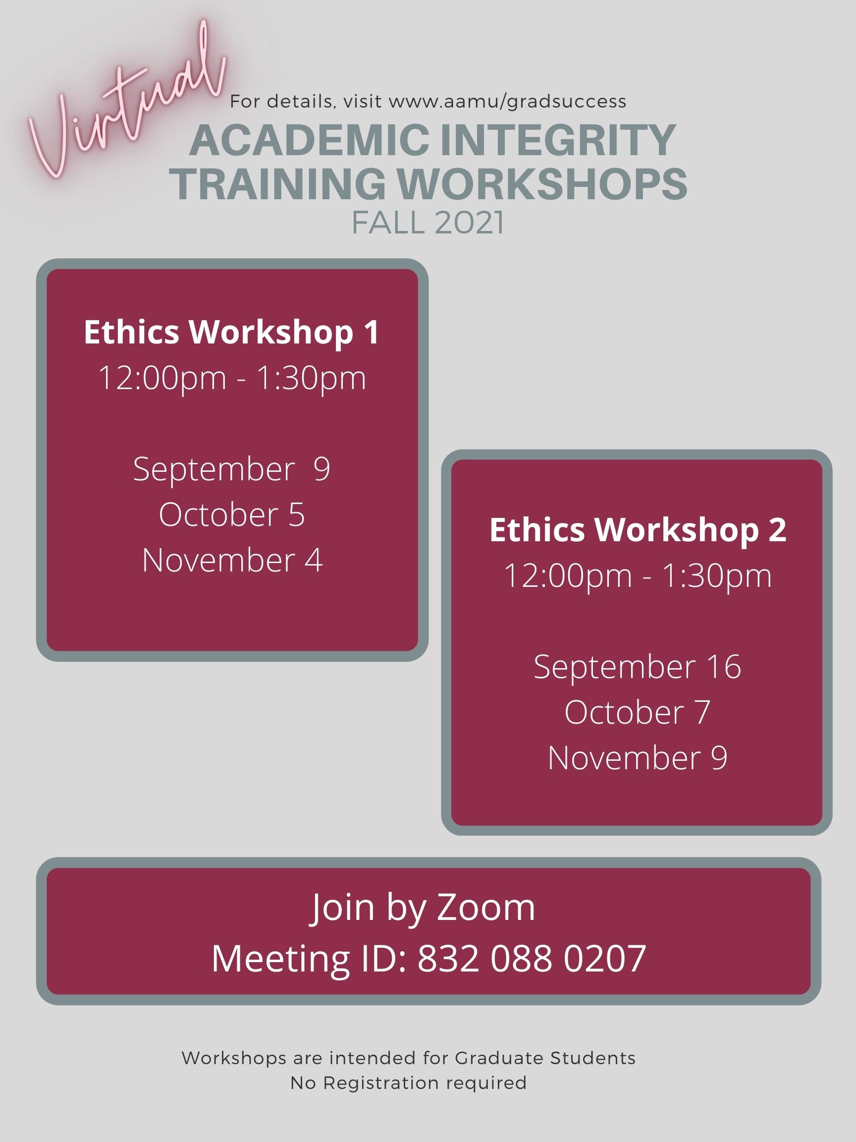 Fall 2021 Academic Integrity Training Workshops