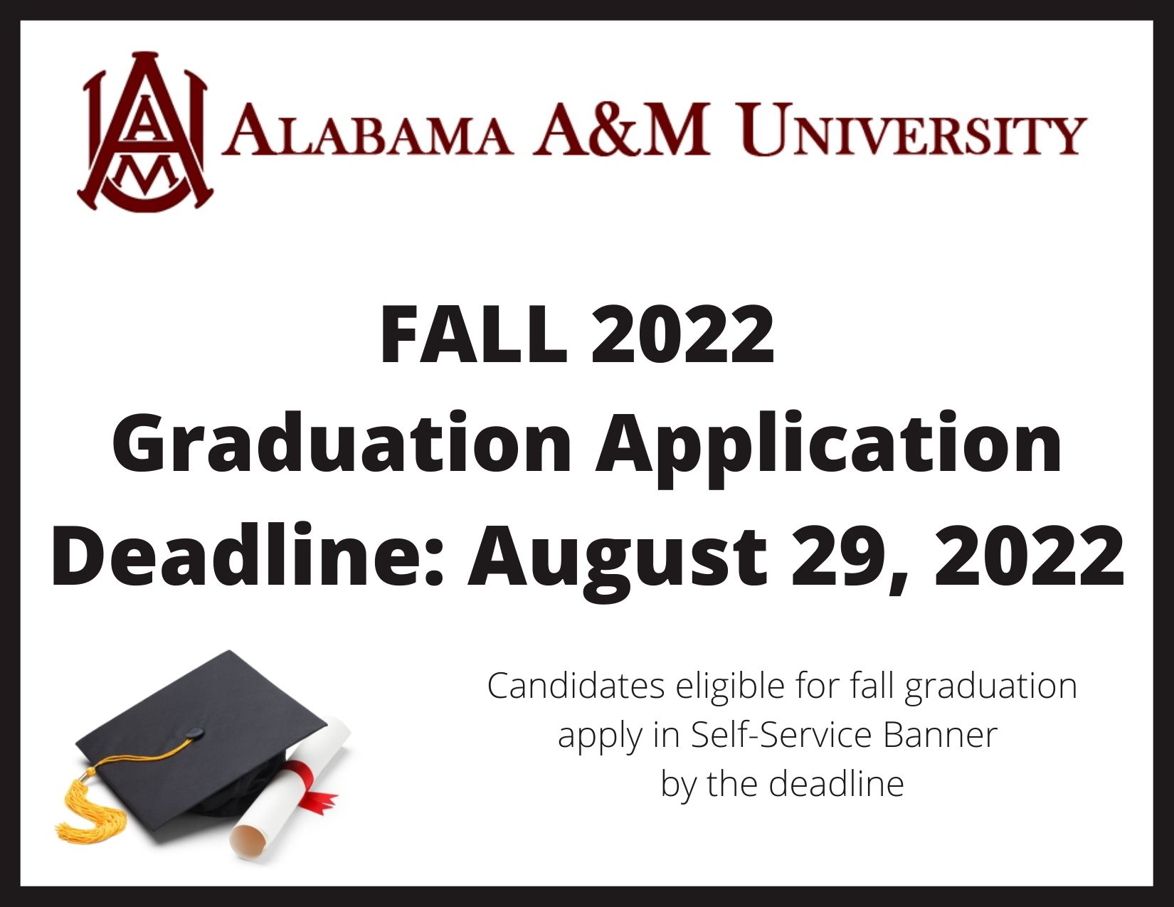 Fall 2022 Graduation Application Dates Alabama A M University