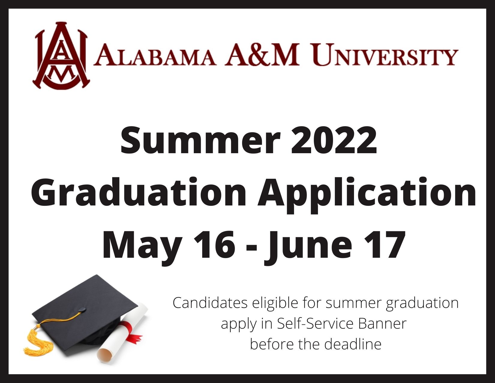 Summer 2022 Graduation Application Dates Alabama A&M University